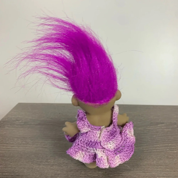 Vtg Troll  Doll Purple Hair Red Eyes 90’s Creepy Nostalgic Play Unmarked China - Picture 3 of 11